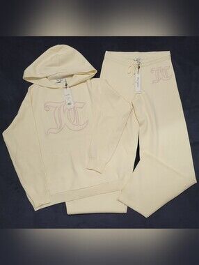 Juicy Couture Angel Embroidered Oversized Knit Hoodie & Wide Leg Pant Set - S